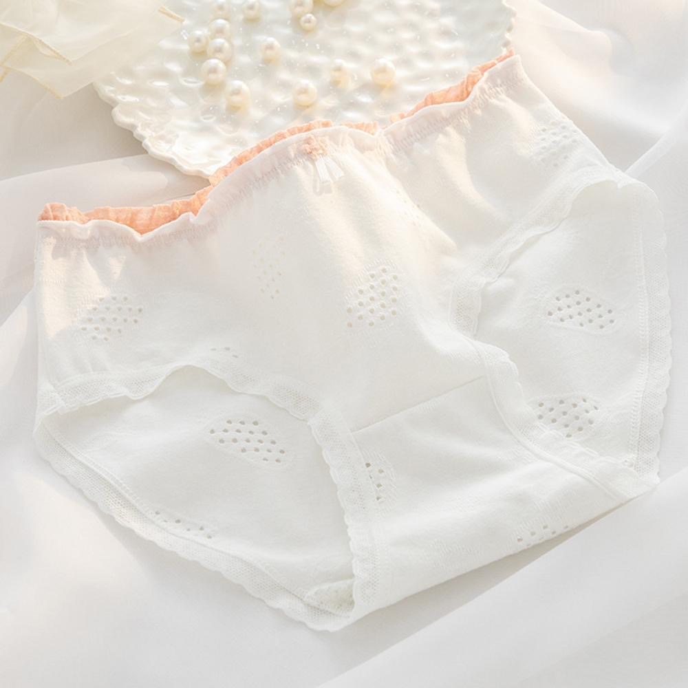 AHUA阿華有事嗎 純色捲邊洞洞透氣蕾絲中腰內褲 I0075 韓系內著 可愛內褲 純棉內褲 舒適內褲 女內著-細節圖8