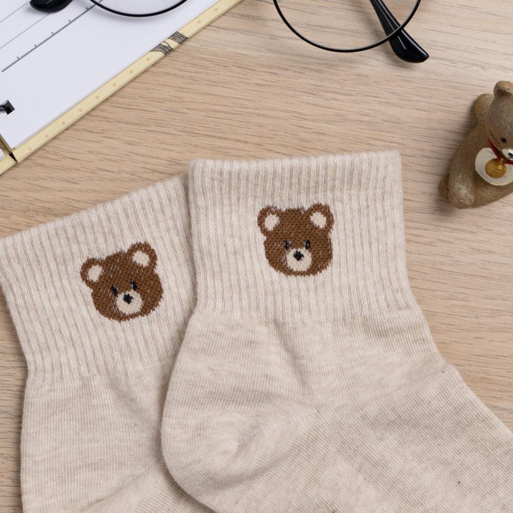 AHUA 韓國襪子 襪口小棕熊純色短襪   正韓襪子 少女襪 純棉襪 襪子推薦  K1971  阿華有事嗎-細節圖9