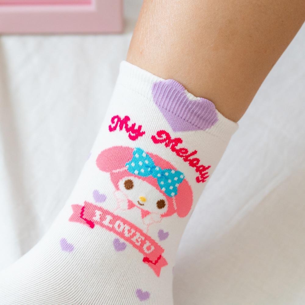 AHUA阿華有事嗎 韓國襪子 三麗鷗立體耳朵愛心中筒襪 K1872 韓妞必備 百搭純棉襪 卡通 日系 可愛-細節圖5