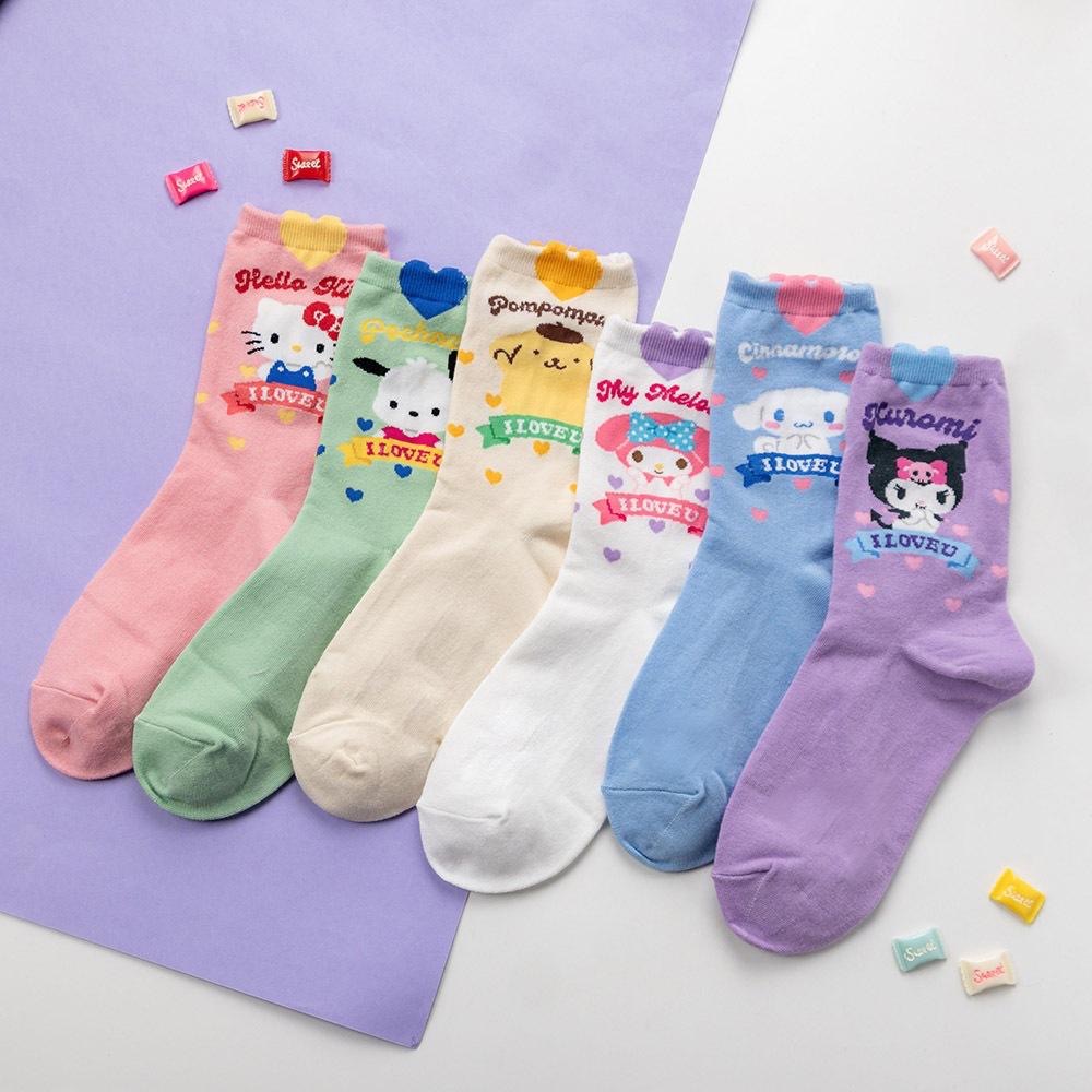 AHUA阿華有事嗎 韓國襪子 三麗鷗立體耳朵愛心中筒襪 K1872 韓妞必備 百搭純棉襪 卡通 日系 可愛-細節圖6