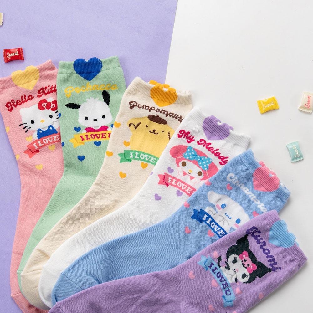 AHUA阿華有事嗎 韓國襪子 三麗鷗立體耳朵愛心中筒襪 K1872 韓妞必備 百搭純棉襪 卡通 日系 可愛-細節圖7