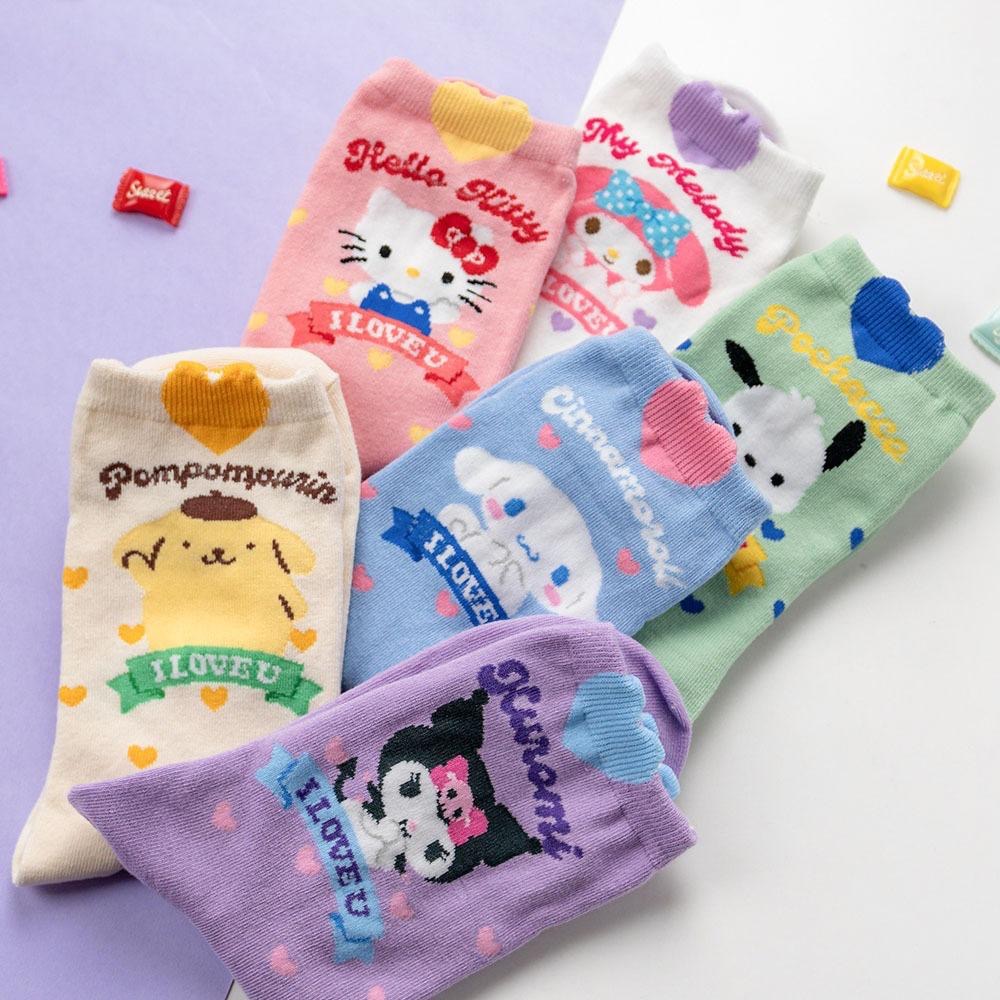 AHUA阿華有事嗎 韓國襪子 三麗鷗立體耳朵愛心中筒襪 K1872 韓妞必備 百搭純棉襪 卡通 日系 可愛-細節圖8