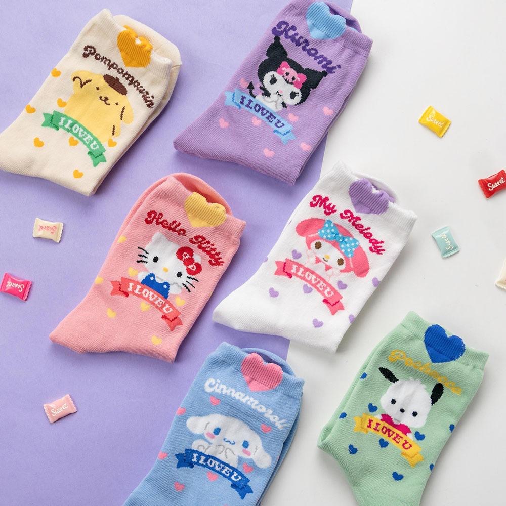AHUA阿華有事嗎 韓國襪子 三麗鷗立體耳朵愛心中筒襪 K1872 韓妞必備 百搭純棉襪 卡通 日系 可愛-細節圖9