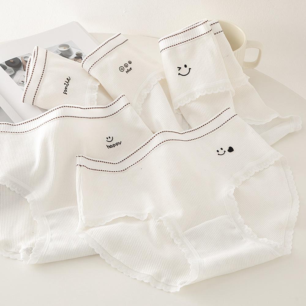AHUA阿華有事嗎 韓系內著 可愛笑臉螺紋邊中腰內褲 I0055  純棉 可愛 內衣 流行少女內褲-細節圖4