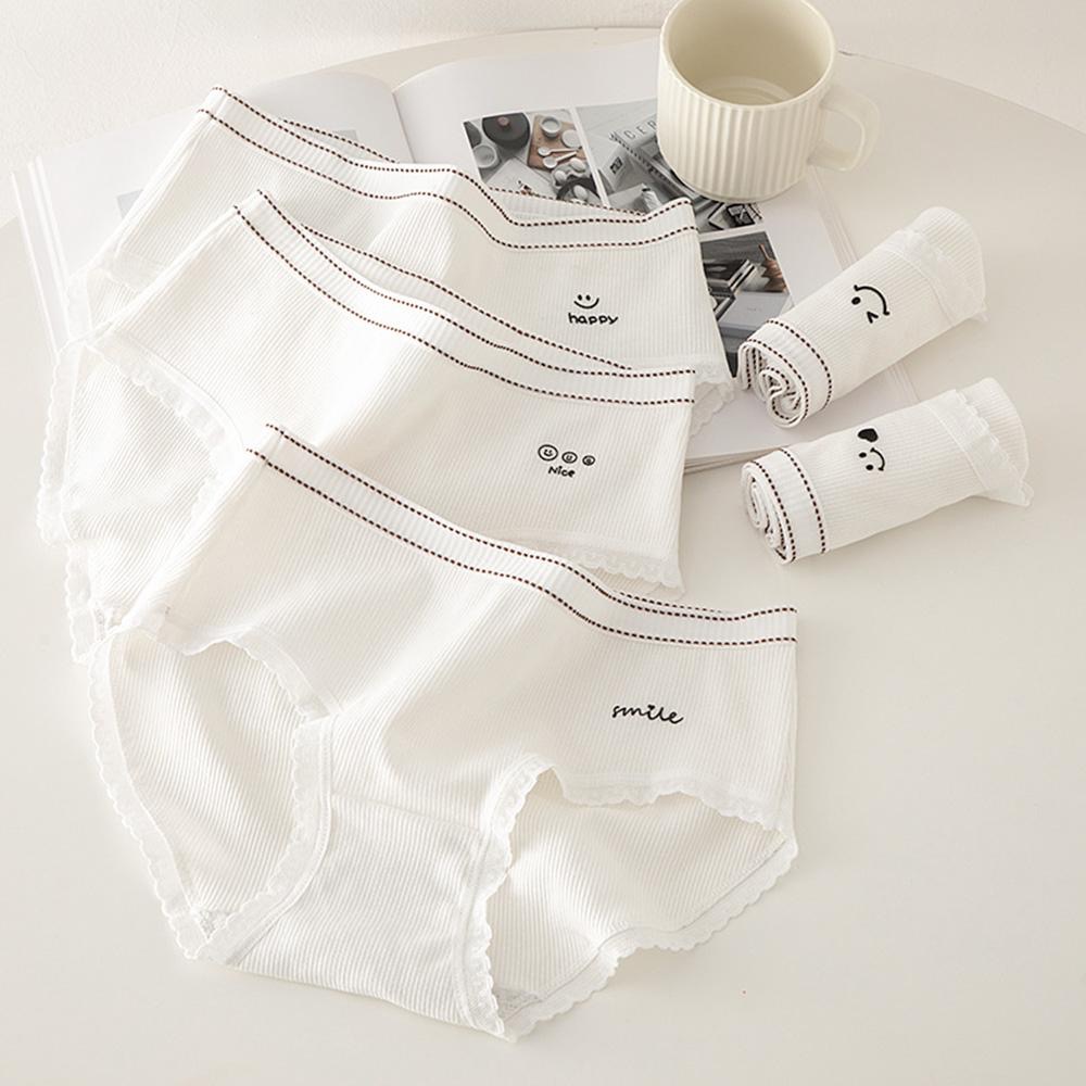 AHUA阿華有事嗎 韓系內著 可愛笑臉螺紋邊中腰內褲 I0055  純棉 可愛 內衣 流行少女內褲-細節圖5