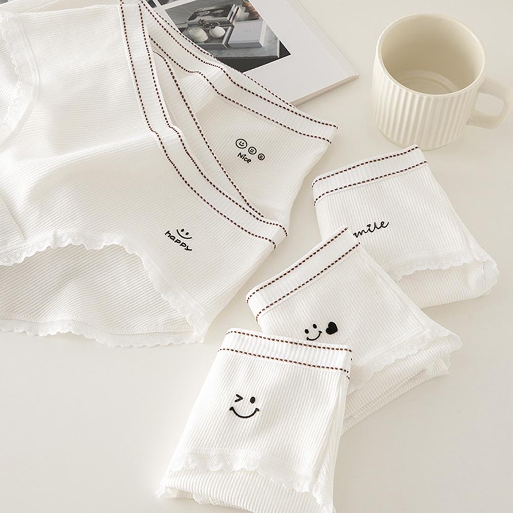 AHUA阿華有事嗎 韓系內著 可愛笑臉螺紋邊中腰內褲 I0055  純棉 可愛 內衣 流行少女內褲-細節圖6