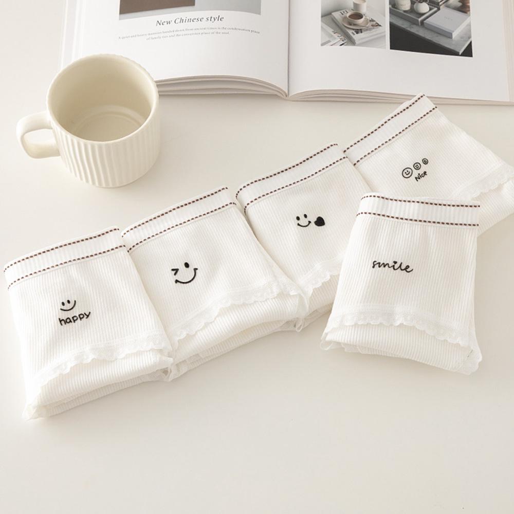 AHUA阿華有事嗎 韓系內著 可愛笑臉螺紋邊中腰內褲 I0055  純棉 可愛 內衣 流行少女內褲-細節圖7