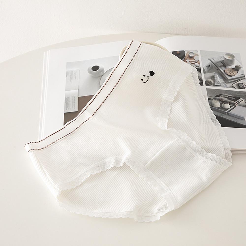 AHUA阿華有事嗎 韓系內著 可愛笑臉螺紋邊中腰內褲 I0055  純棉 可愛 內衣 流行少女內褲-細節圖9