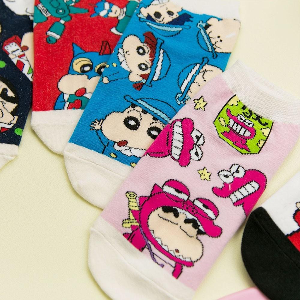 AHUA阿華有事嗎 韓國襪子 蠟筆小新日常裝扮短襪 K0745 正韓少女襪 韓妞必備卡通襪 百搭純棉襪 素色襪子-細節圖4