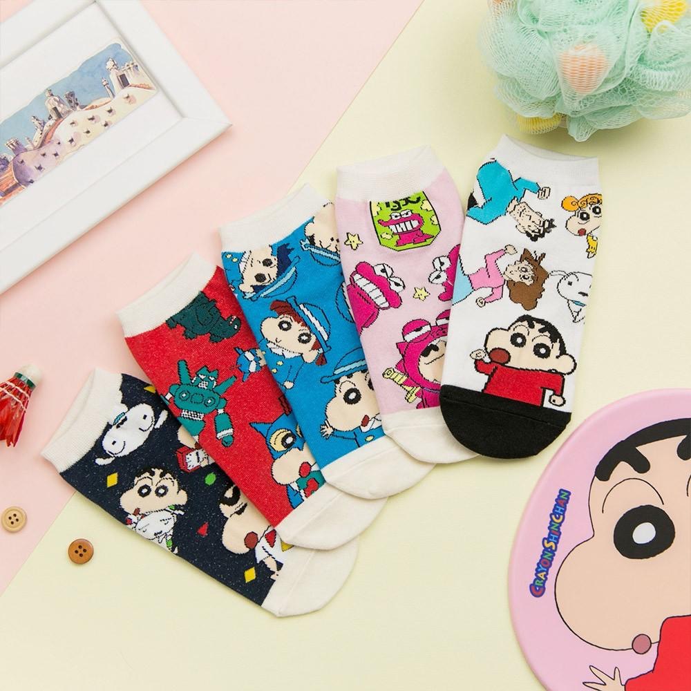 AHUA阿華有事嗎 韓國襪子 蠟筆小新日常裝扮短襪 K0745 正韓少女襪 韓妞必備卡通襪 百搭純棉襪 素色襪子-細節圖5
