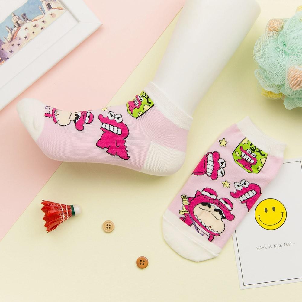 AHUA阿華有事嗎 韓國襪子 蠟筆小新日常裝扮短襪 K0745 正韓少女襪 韓妞必備卡通襪 百搭純棉襪 素色襪子-細節圖6