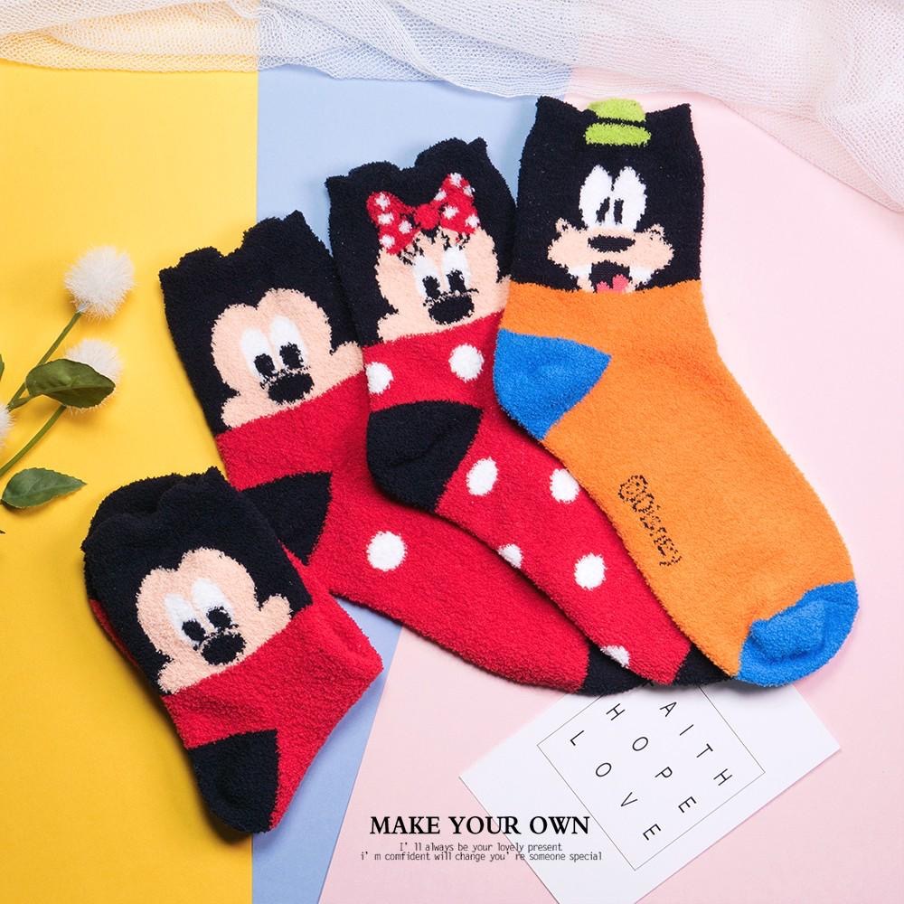 AHUA阿華有事嗎 韓國襪子 絨毛迪士尼彩色全版小耳朵中筒襪 居家睡眠襪 K0262 正韓熱賣款 韓妞必備卡通襪 絨毛襪-細節圖4