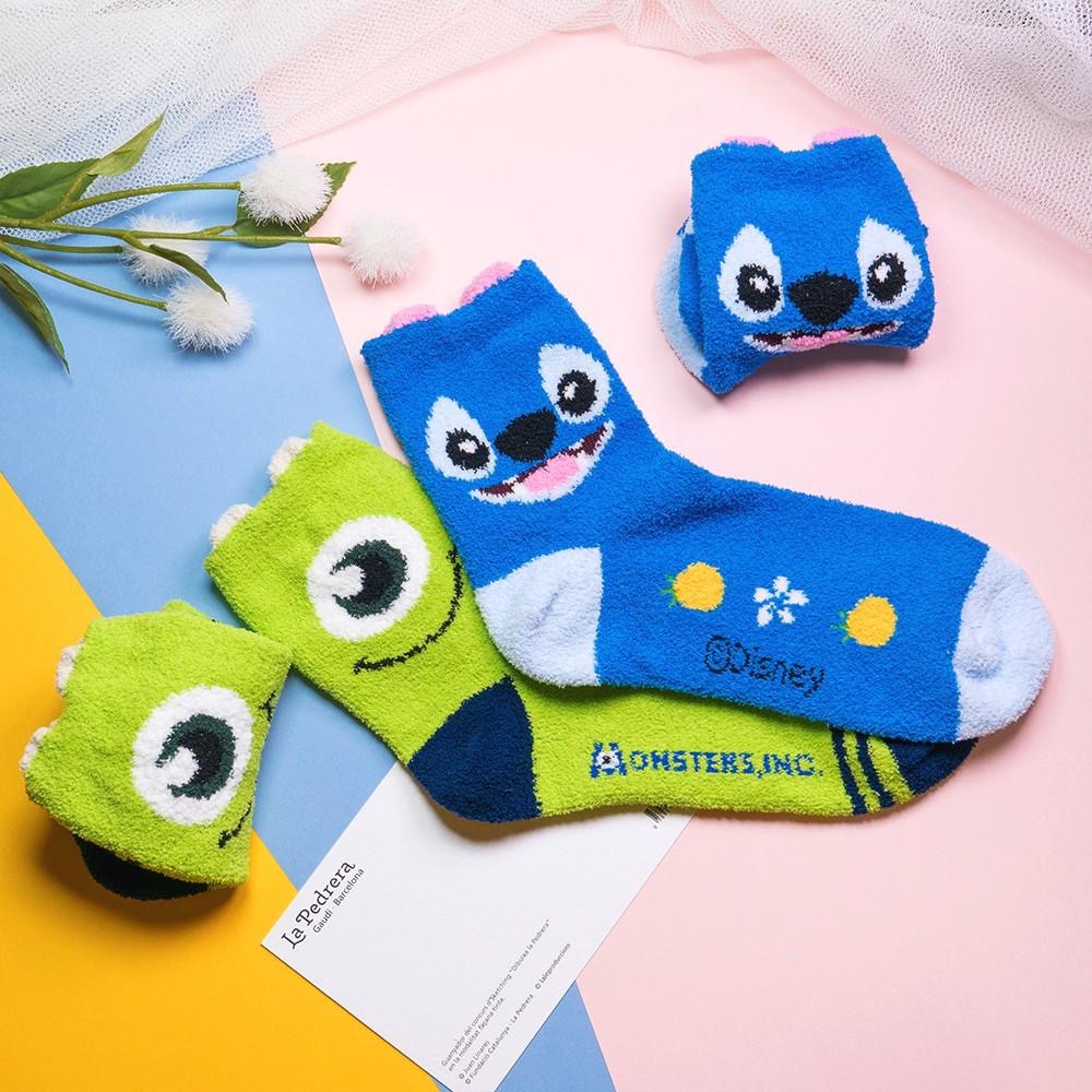 AHUA阿華有事嗎 韓國襪子 絨毛迪士尼彩色全版小耳朵中筒襪 居家睡眠襪 K0262 正韓熱賣款 韓妞必備卡通襪 絨毛襪-細節圖9
