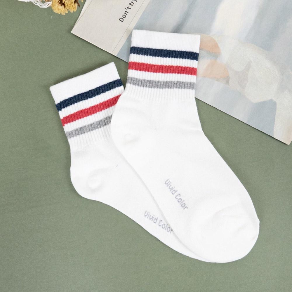 AHUA 韓國襪子 粉嫩糖果三條紋中筒襪【現貨】女襪 女生襪子 條紋襪 襪子推薦 韓國襪 純棉襪 K0108 阿華有事嗎-細節圖9