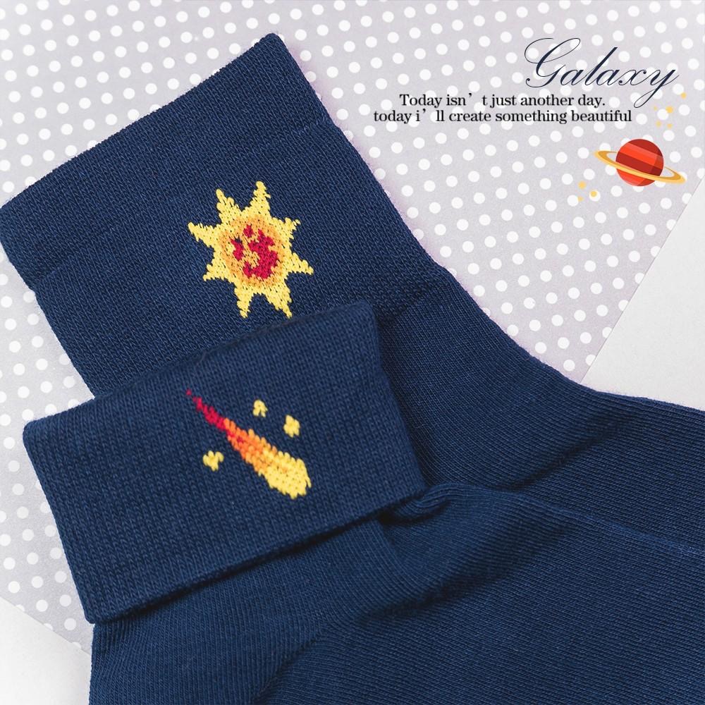 AHUA阿華有事嗎  韓國襪子 卡通行星圖案反摺中筒襪 AB襪 K0205 正韓少女襪 韓妞必備長襪 韓系百搭-細節圖5