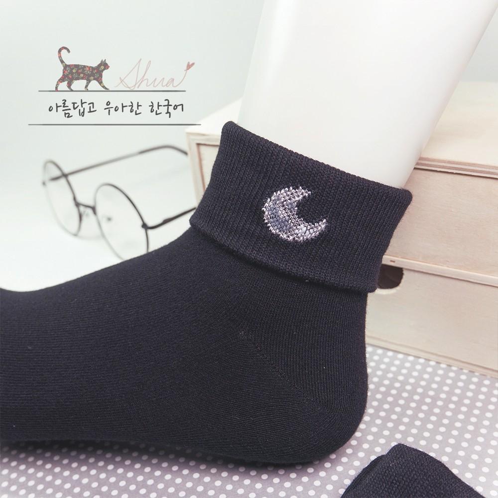 AHUA阿華有事嗎  韓國襪子 卡通行星圖案反摺中筒襪 AB襪 K0205 正韓少女襪 韓妞必備長襪 韓系百搭-細節圖7