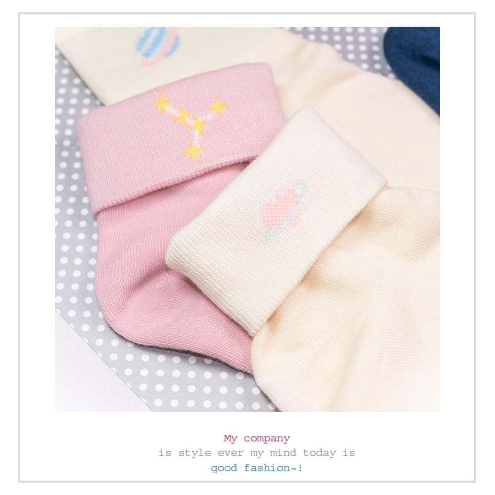 AHUA阿華有事嗎  韓國襪子 卡通行星圖案反摺中筒襪 AB襪 K0205 正韓少女襪 韓妞必備長襪 韓系百搭-細節圖8