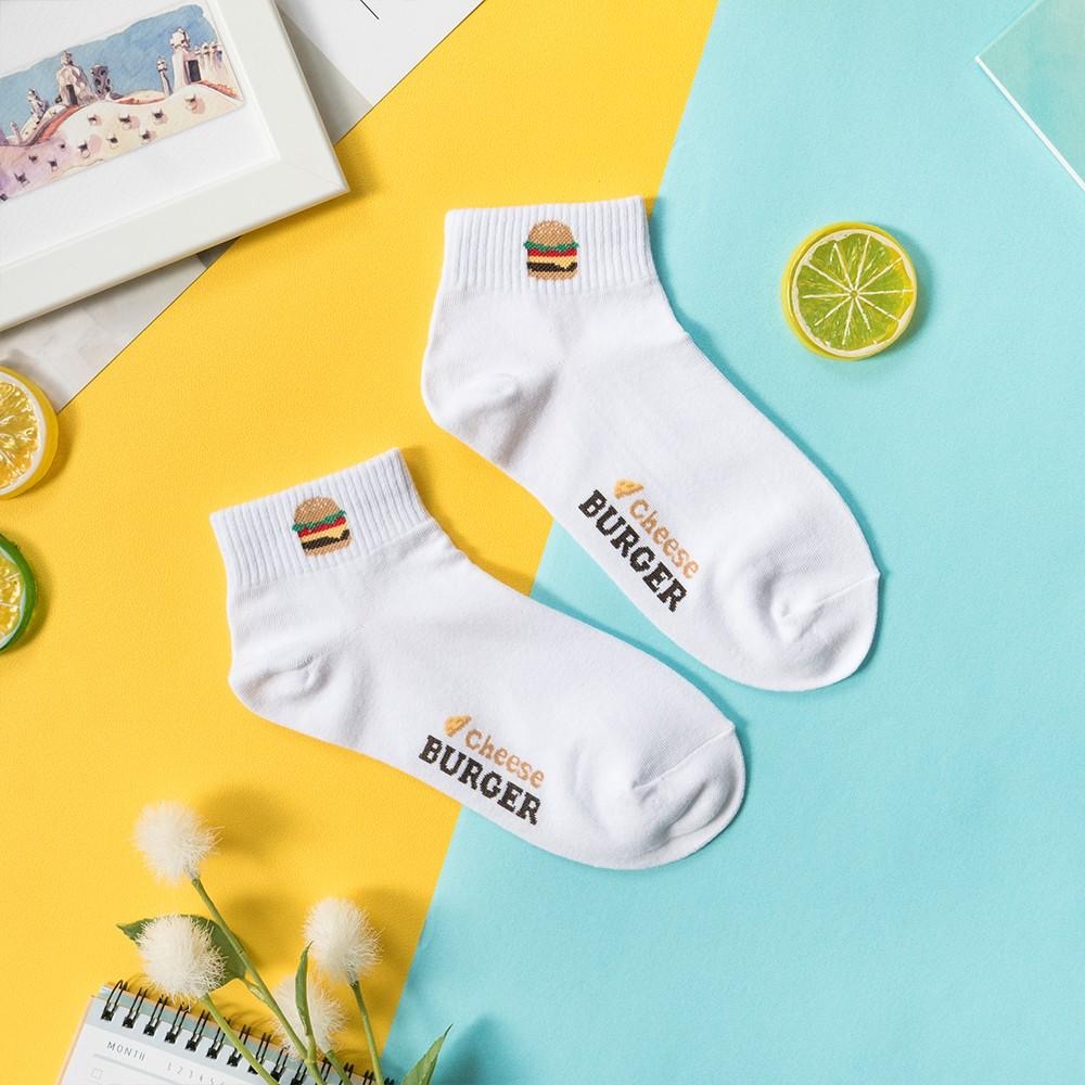 AHUA阿華有事嗎 可愛速食小圖中短襪 現貨 潮流必備 女生襪子 白襪 女襪  純棉襪 食物 小圖  R0028-細節圖6