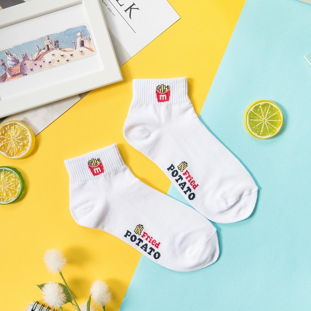 AHUA阿華有事嗎 可愛速食小圖中短襪 現貨 潮流必備 女生襪子 白襪 女襪  純棉襪 食物 小圖  R0028-細節圖7