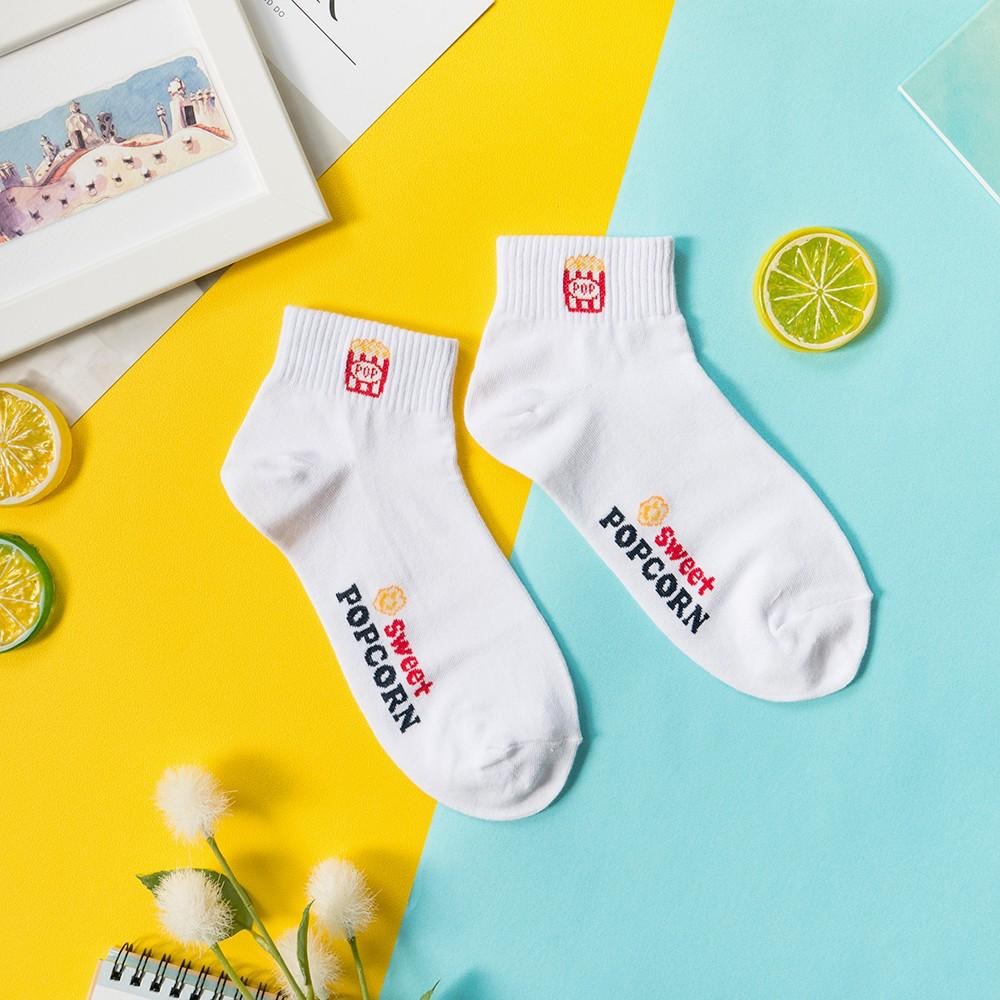 AHUA阿華有事嗎 可愛速食小圖中短襪 現貨 潮流必備 女生襪子 白襪 女襪  純棉襪 食物 小圖  R0028-細節圖8