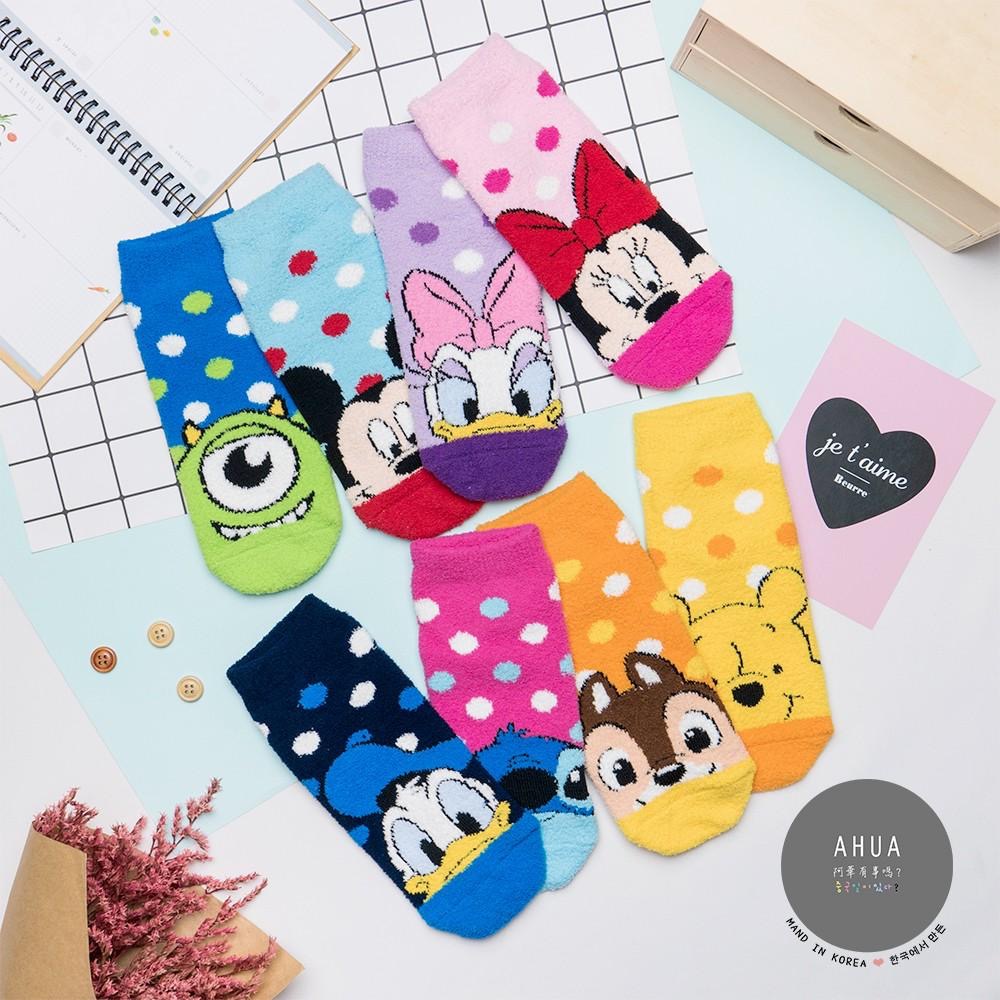 AHUA阿華有事嗎 韓國襪子 絨毛迪士尼繽粉點點短襪 居家睡眠襪 K0441 正韓熱賣款 韓妞必備冬日暖襪 百搭純棉襪-細節圖3