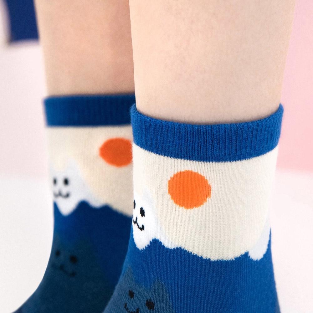 AHUA原創設計襪子 HUAER漸層富士山貓咪中筒襪 女襪 女生襪子 台灣製造 純棉親子襪 Z0010 阿華有事嗎-細節圖9