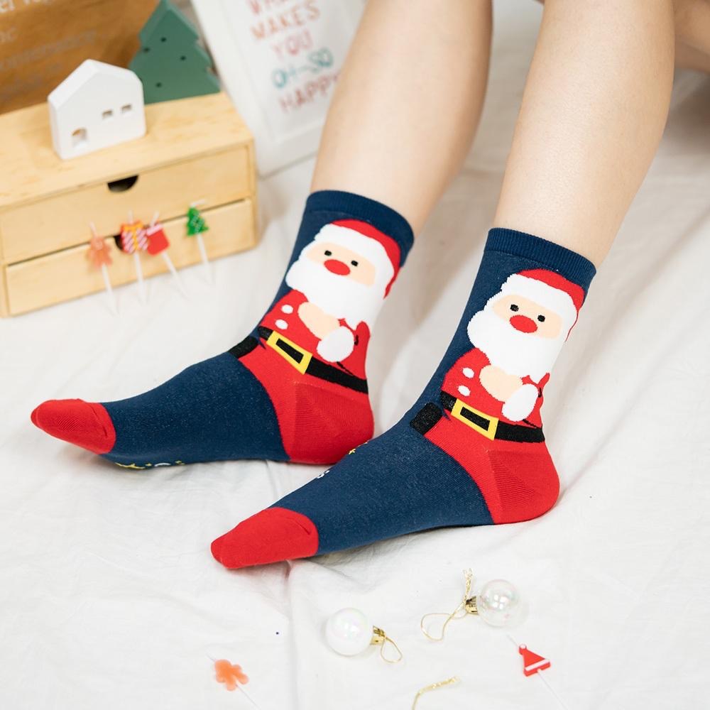 AHUA阿華有事嗎 韓國襪子快樂聖誕人物前跟拼色中筒襪中筒襪 K1925 韓妞必備 百搭純棉襪 聖誕襪 交換禮物-細節圖6
