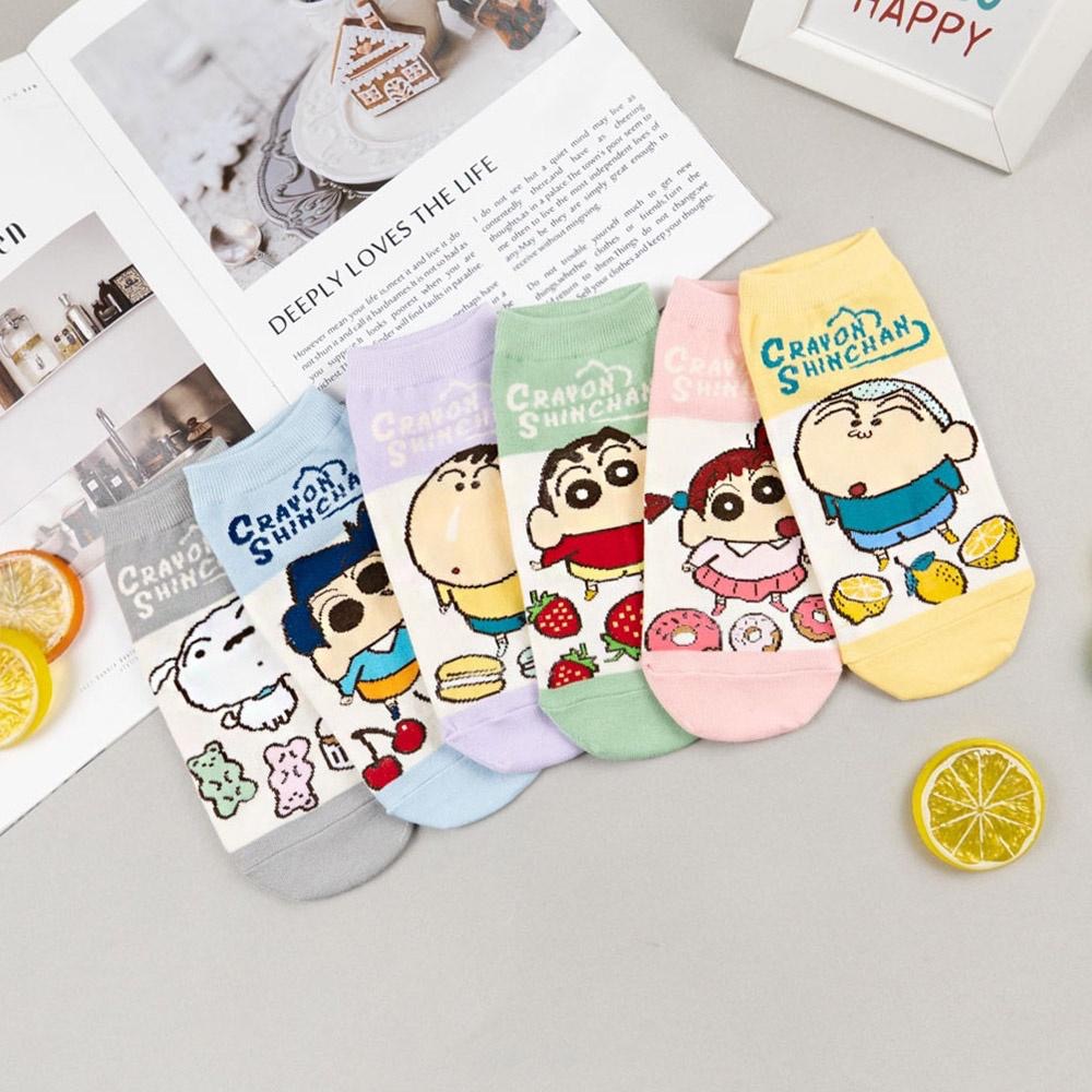 蠟筆小新 AHUA阿華有事嗎 韓國襪子 蠟筆小新全身拼色食物短襪【K1477】短襪 少女襪 韓妞必備中筒襪 百搭純棉襪-細節圖3