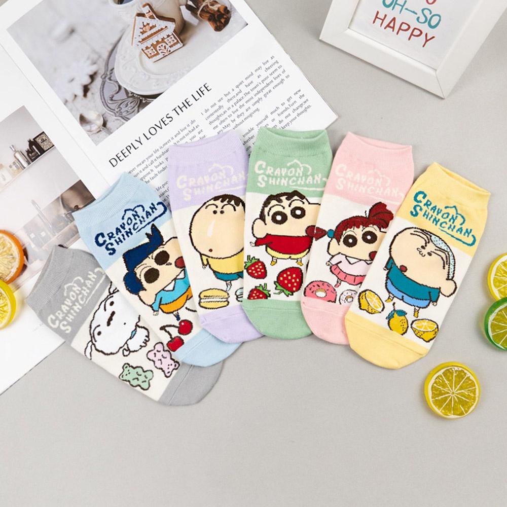 蠟筆小新 AHUA阿華有事嗎 韓國襪子 蠟筆小新全身拼色食物短襪【K1477】短襪 少女襪 韓妞必備中筒襪 百搭純棉襪-細節圖4