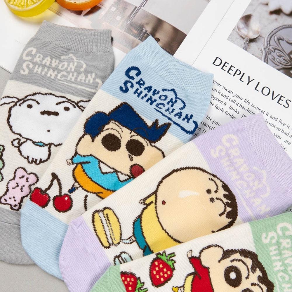 蠟筆小新 AHUA阿華有事嗎 韓國襪子 蠟筆小新全身拼色食物短襪【K1477】短襪 少女襪 韓妞必備中筒襪 百搭純棉襪-細節圖6