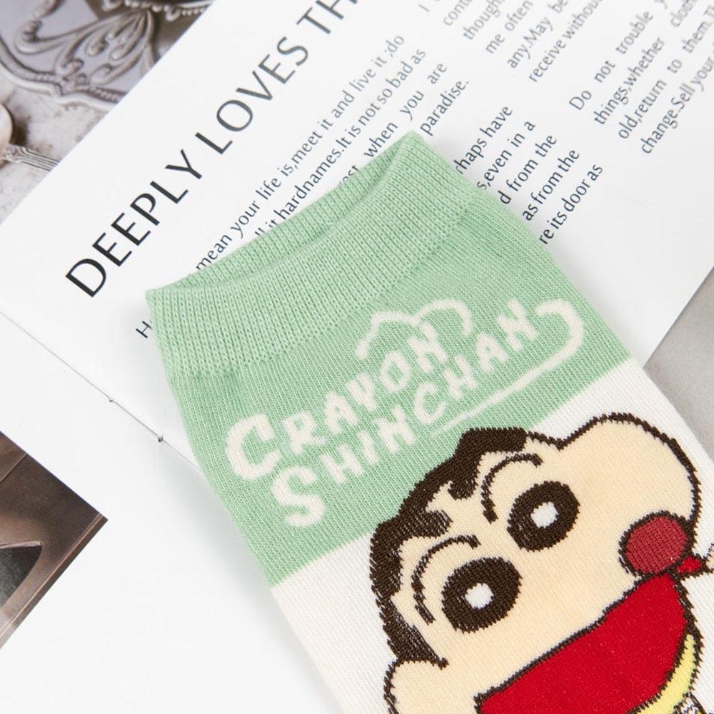 蠟筆小新 AHUA阿華有事嗎 韓國襪子 蠟筆小新全身拼色食物短襪【K1477】短襪 少女襪 韓妞必備中筒襪 百搭純棉襪-細節圖7