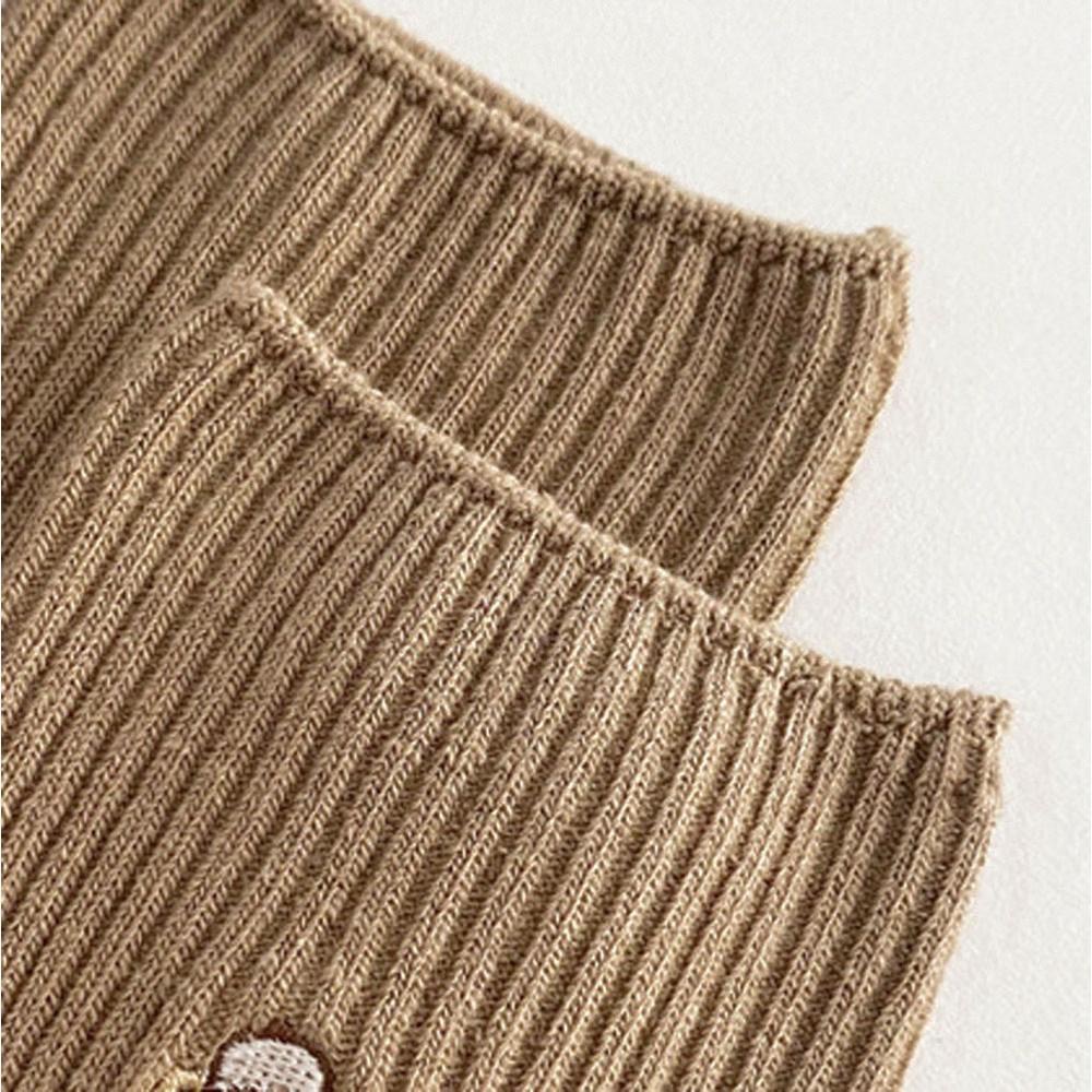 AUHA 日系襪子 戴帽子小熊刺繡坑條中筒襪 女襪 襪子推薦 熊熊襪子 S0425  中筒純棉襪 阿華有事嗎-細節圖9