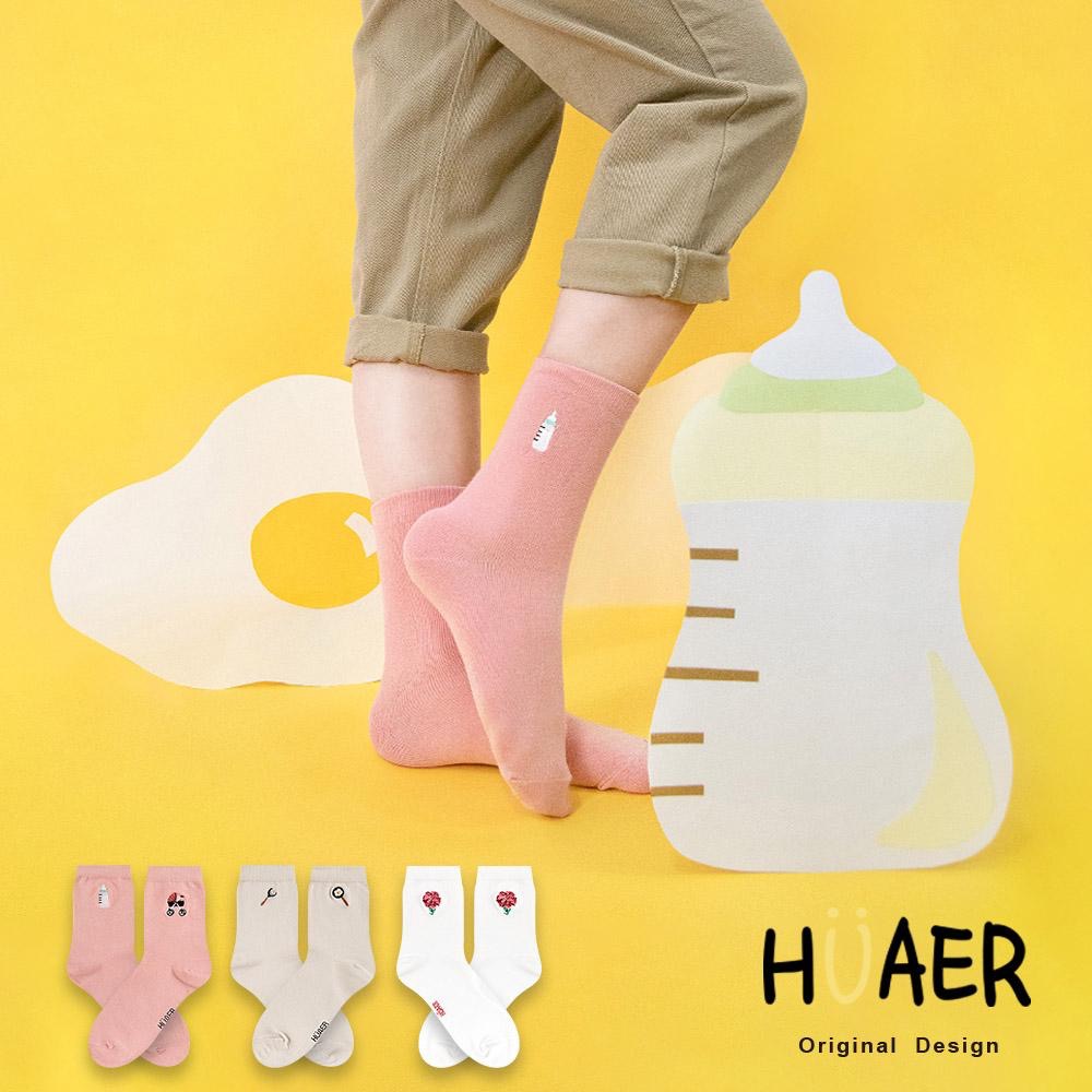 AHUA阿華有事嗎 HUAER電繡媽咪日常中筒AB襪 Z0016 中筒襪 品牌設計襪 MIT台灣製造 純棉襪 母親節禮物-細節圖5