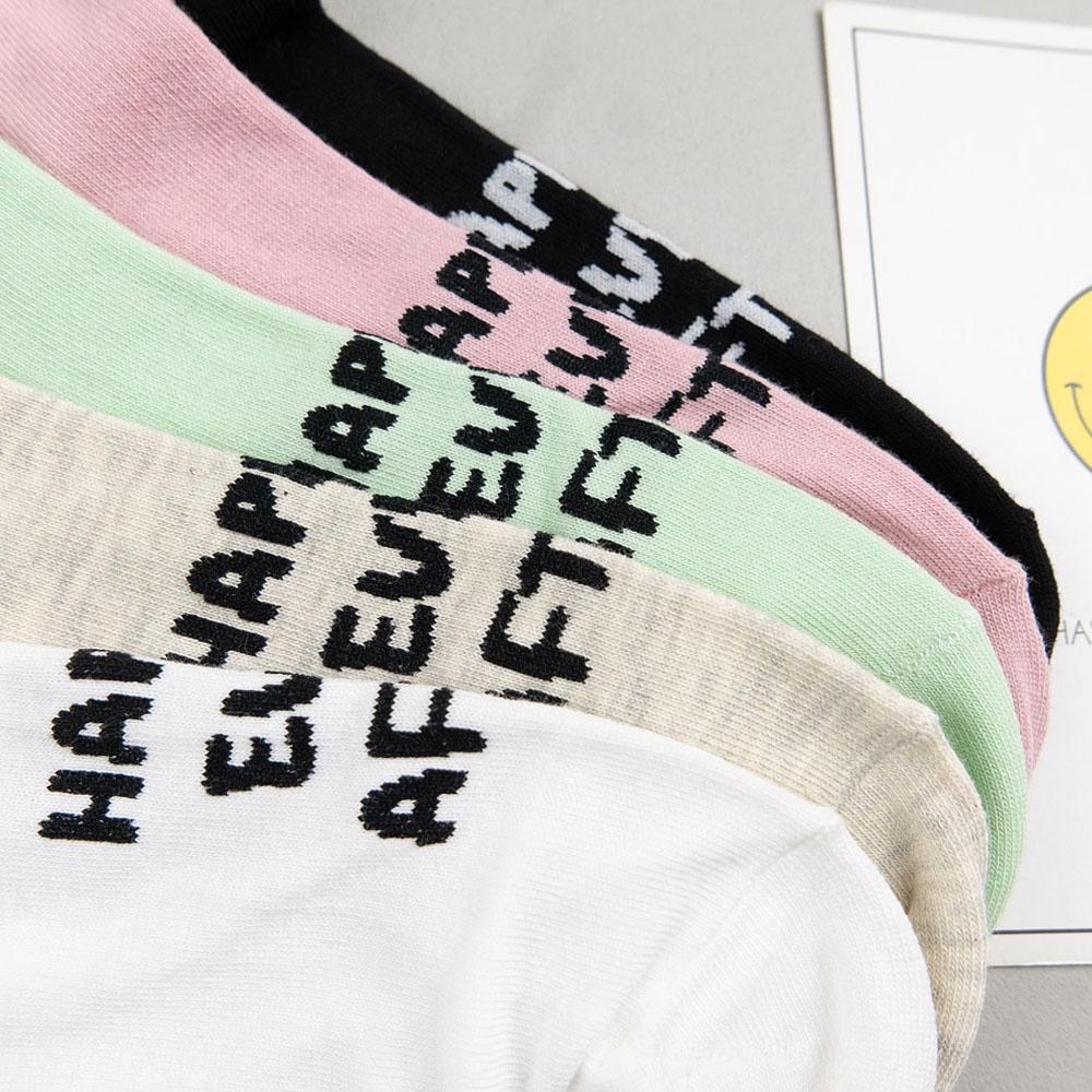 AHUA 韓國襪子 笑臉英文中筒襪 女生襪子 女襪 襪子推薦 可愛襪子 笑臉襪子 長襪 純棉襪 K1488 阿華有事嗎-細節圖5