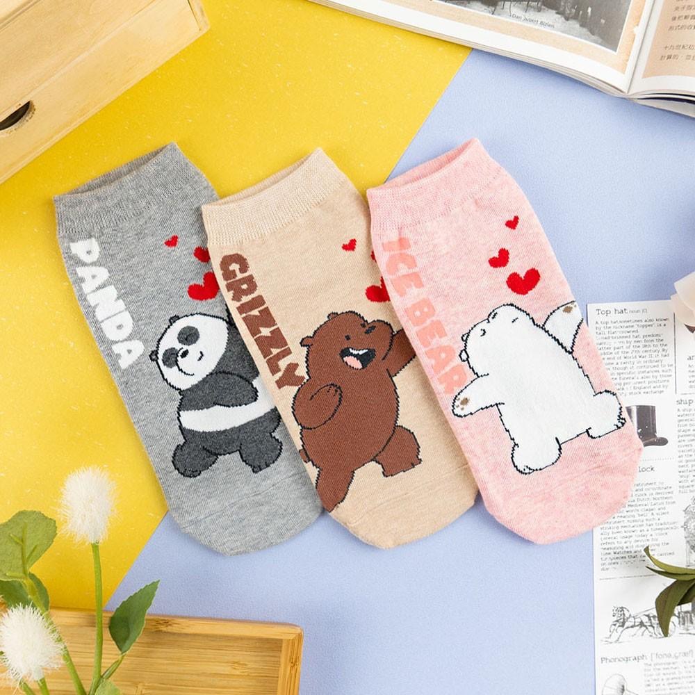 AHUA阿華有事嗎 韓國襪子 快樂熊熊三兄弟愛心短襪 K1018 少女襪 韓妞必備長襪 百搭純棉襪-細節圖3