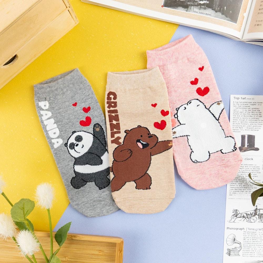 AHUA阿華有事嗎 韓國襪子 快樂熊熊三兄弟愛心短襪 K1018 少女襪 韓妞必備長襪 百搭純棉襪-細節圖4