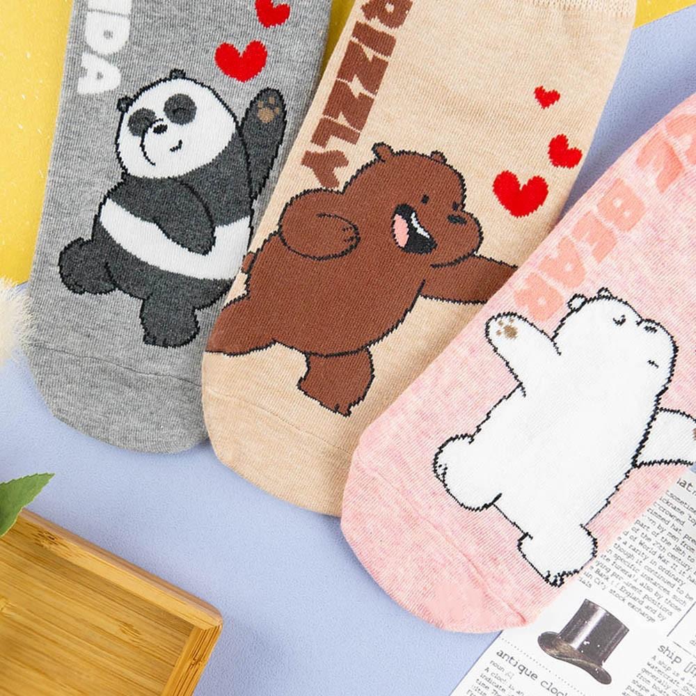 AHUA阿華有事嗎 韓國襪子 快樂熊熊三兄弟愛心短襪 K1018 少女襪 韓妞必備長襪 百搭純棉襪-細節圖6