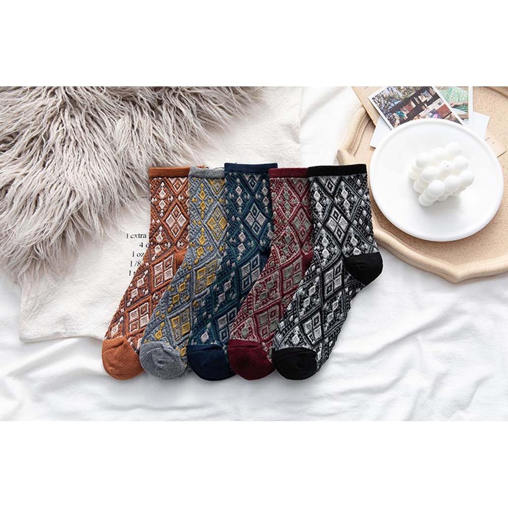 AHUA 日系襪子 復古印花中筒襪 女襪 圖騰襪子 少女襪 女生中筒襪 襪子推薦 純棉襪 S0361 阿華有事嗎-細節圖3