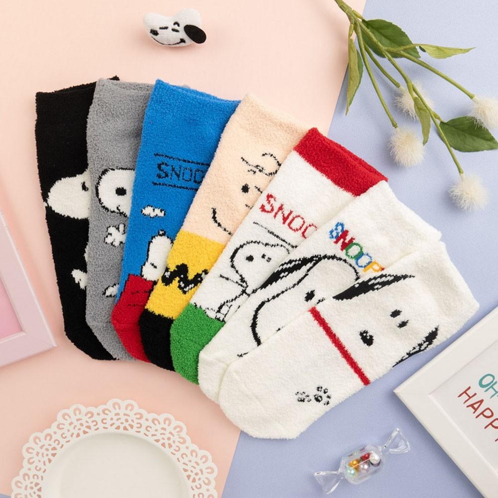 阿華有事嗎AUHA 韓國襪子 絨毛史努比短襪 K0946 少女襪 韓妞必備長襪 百搭純棉襪-細節圖4