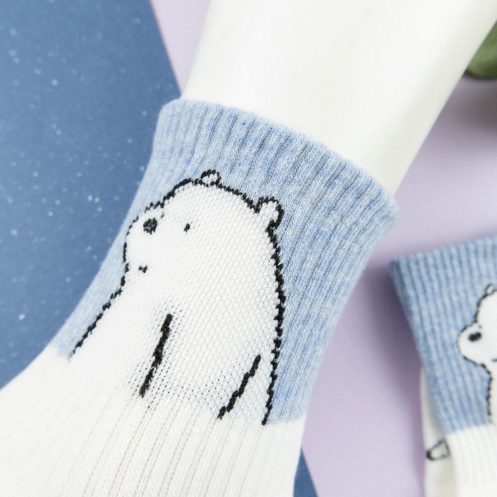 阿華有事嗎AUHA 韓國襪子 熊熊三兄弟招牌動作中筒襪 K1023 少女襪 韓妞必備長襪 百搭純棉襪-細節圖8