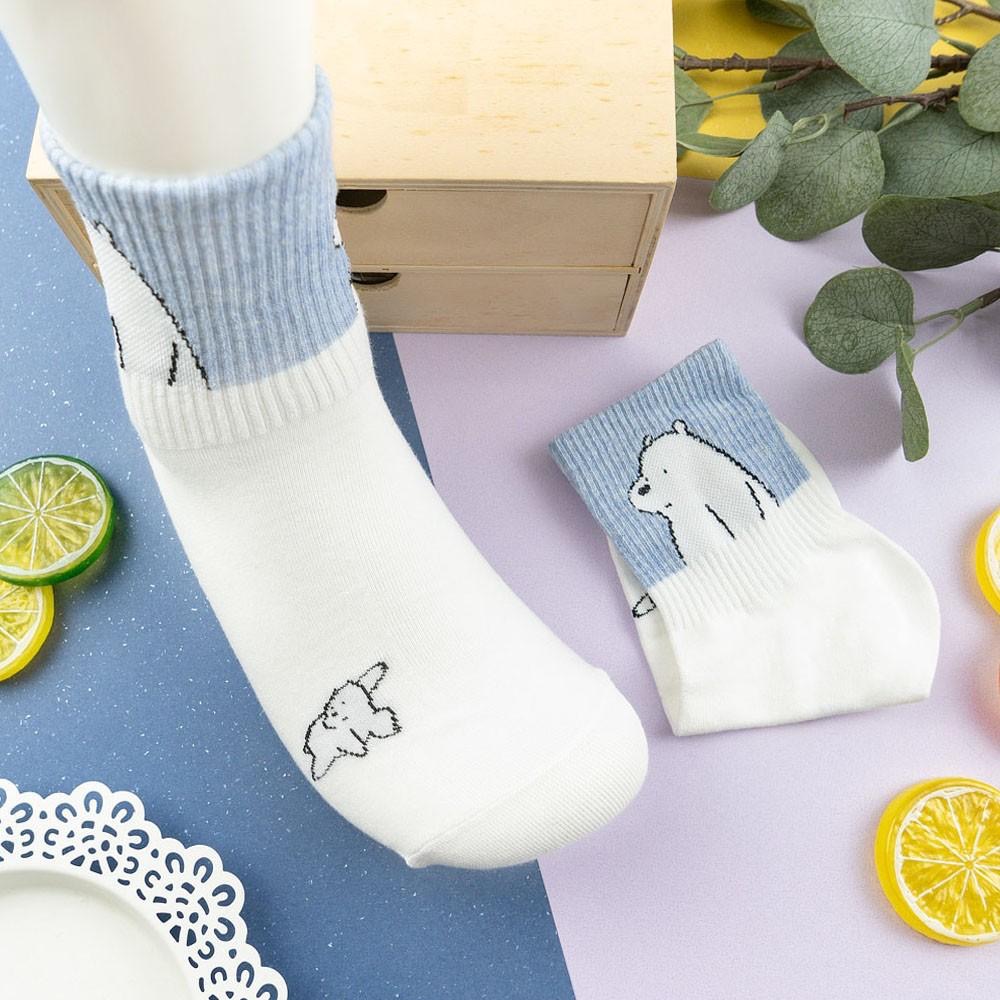 阿華有事嗎AUHA 韓國襪子 熊熊三兄弟招牌動作中筒襪 K1023 少女襪 韓妞必備長襪 百搭純棉襪-細節圖9