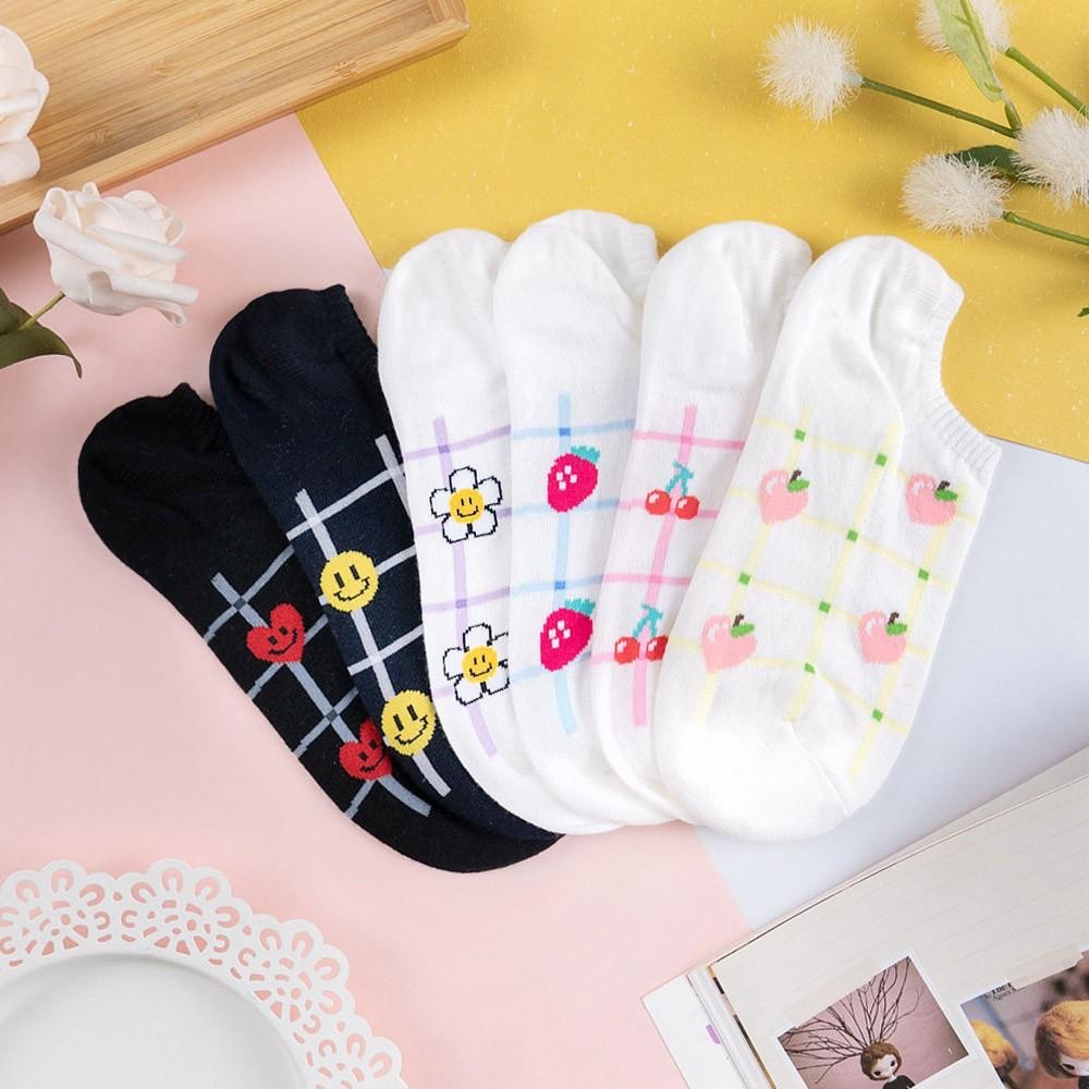 阿華有事嗎AUHA 韓國襪子 線條格紋可愛小圖船型襪【K1153】 少女襪 韓妞必備長襪 百搭純棉襪-細節圖3