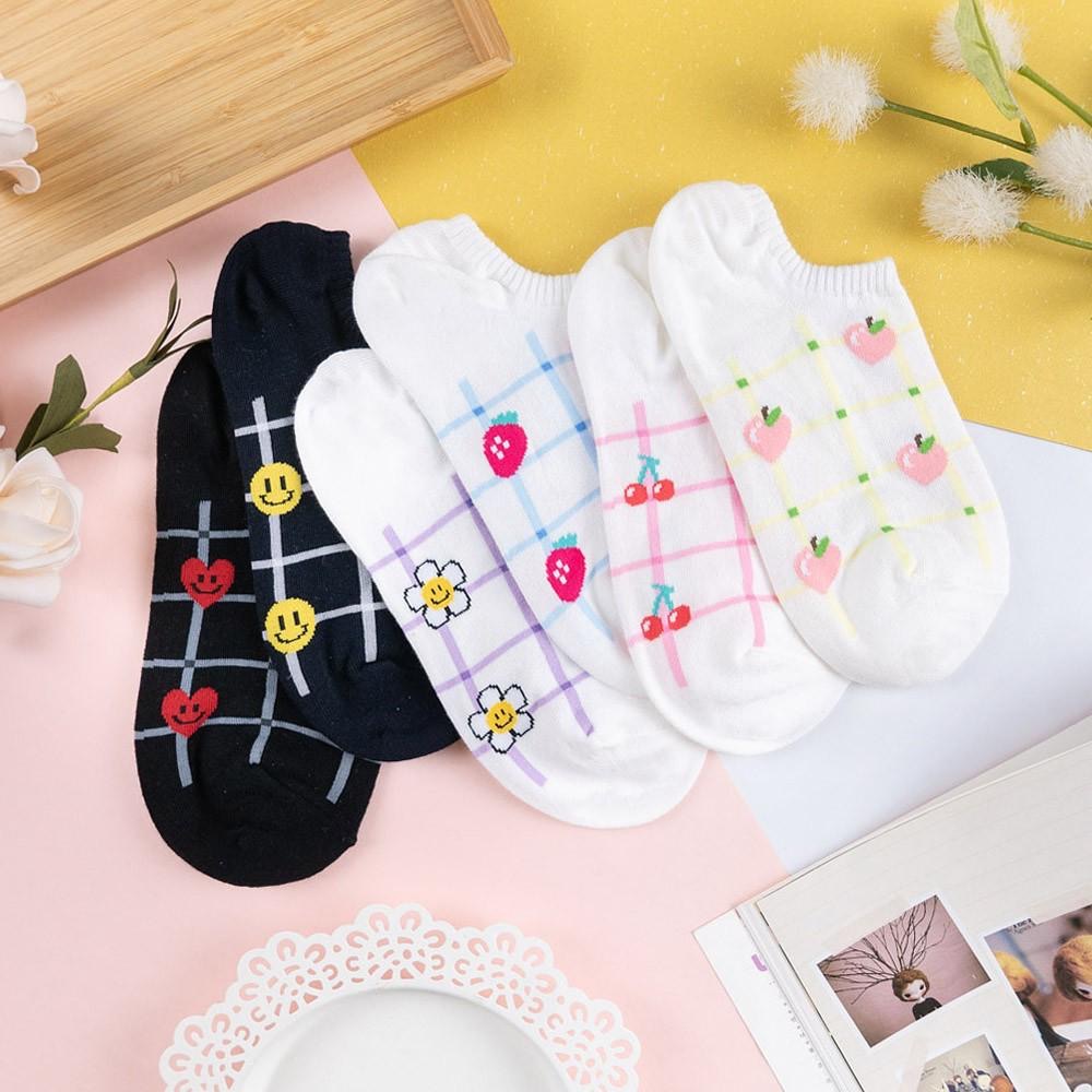 阿華有事嗎AUHA 韓國襪子 線條格紋可愛小圖船型襪【K1153】 少女襪 韓妞必備長襪 百搭純棉襪-細節圖4