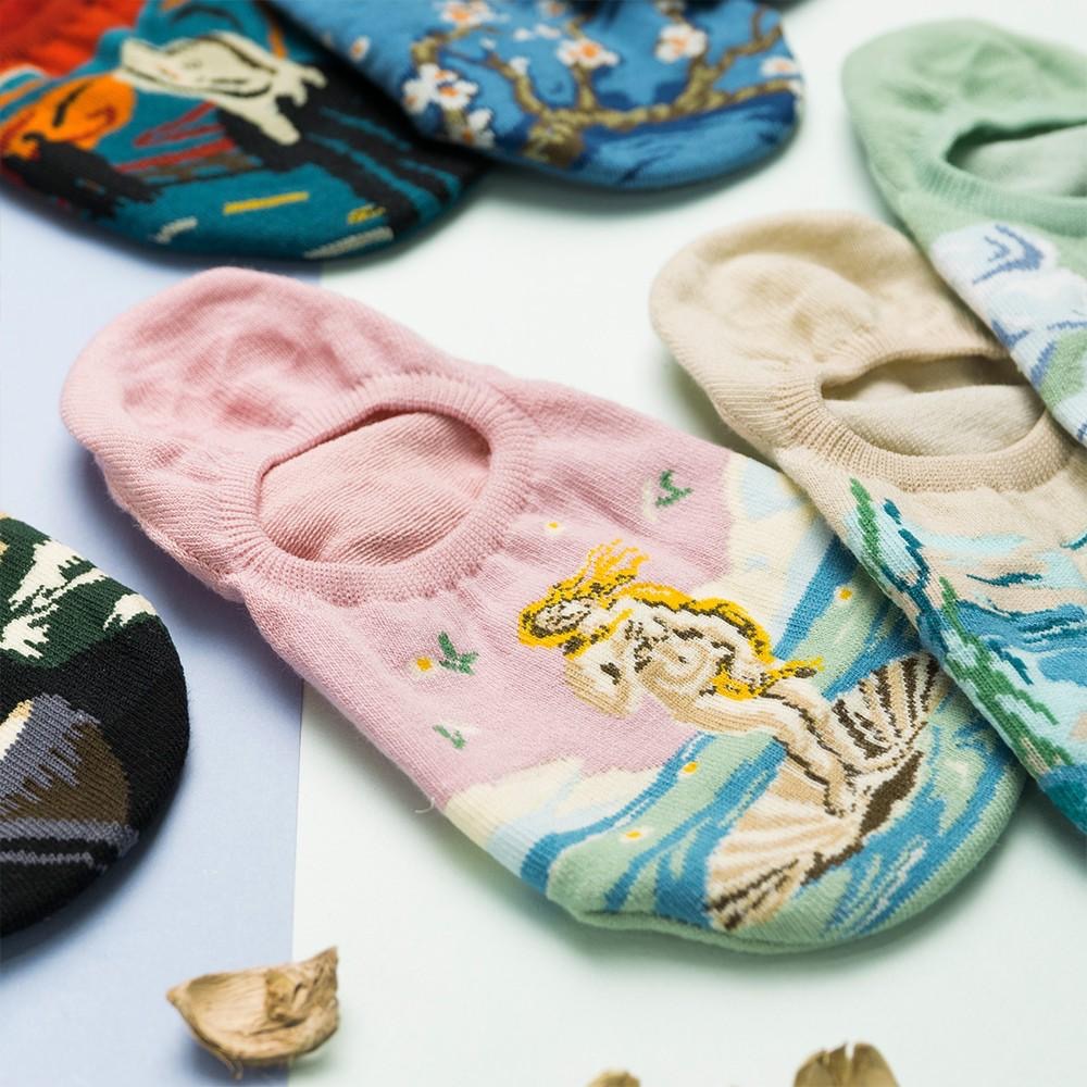 AHUA阿華有事嗎 韓國襪子 世界名畫隱形襪 K0553 正韓少女襪 韓妞必備船襪 百搭純棉踝襪【滿額免運】-細節圖8