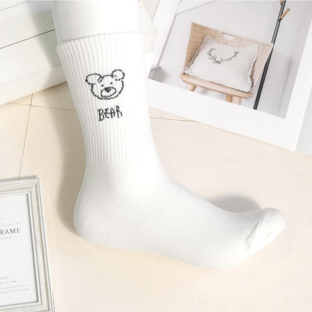 AHUA 阿華有事嗎 黑白手繪動物英文中筒襪 K2309 正韓襪子 百搭純棉襪 韓妞必備 少女襪-細節圖9