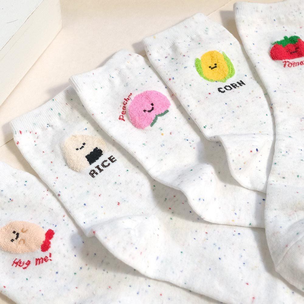 AHUA 阿華有事嗎 點子紗立體毛毛笑臉食物中筒襪 K2308 正韓襪子 百搭純棉襪 韓妞必備 少女襪-細節圖5