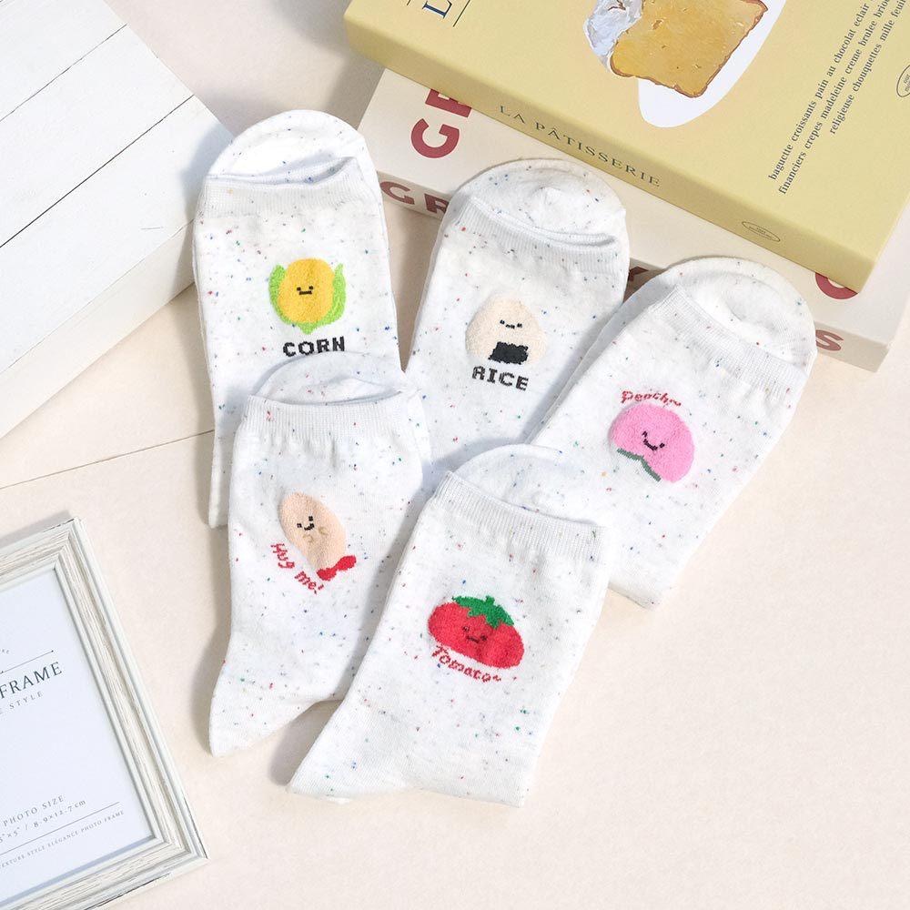 AHUA 阿華有事嗎 點子紗立體毛毛笑臉食物中筒襪 K2308 正韓襪子 百搭純棉襪 韓妞必備 少女襪-細節圖6