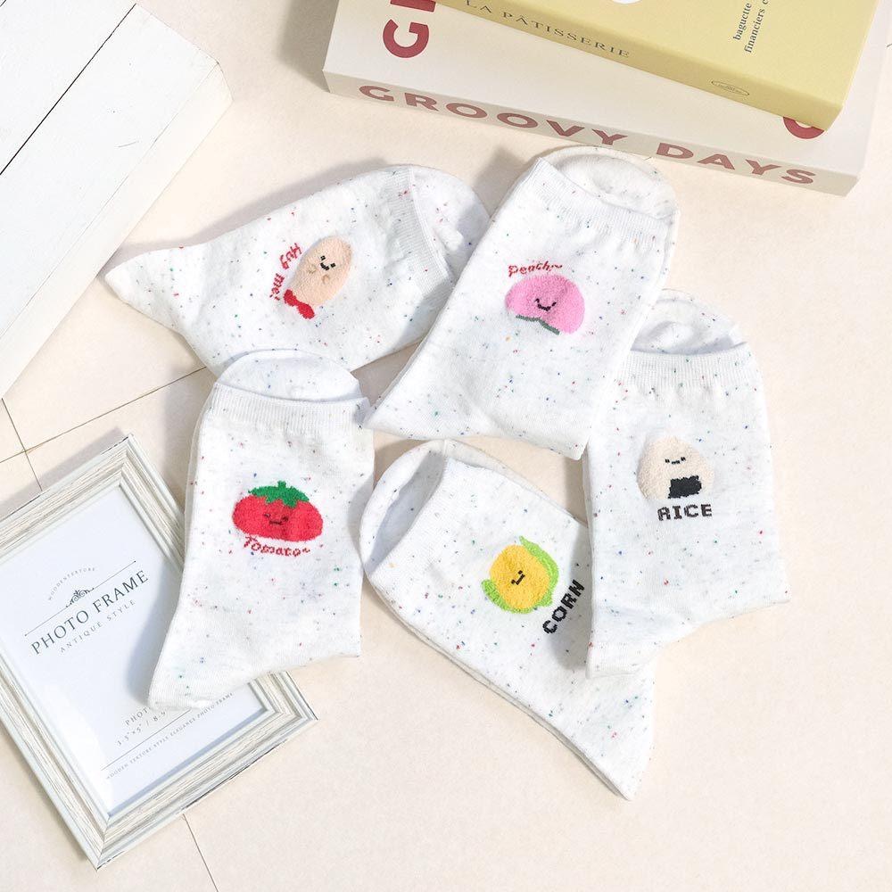 AHUA 阿華有事嗎 點子紗立體毛毛笑臉食物中筒襪 K2308 正韓襪子 百搭純棉襪 韓妞必備 少女襪-細節圖7