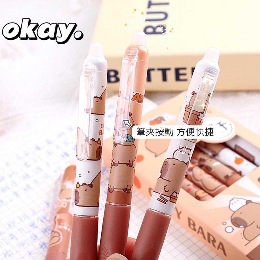 AHUA 阿華有事嗎 可愛水豚按動可擦握套中性筆(一盒6支) O0054 可愛 文具 開學用品 辦公用品-細節圖8
