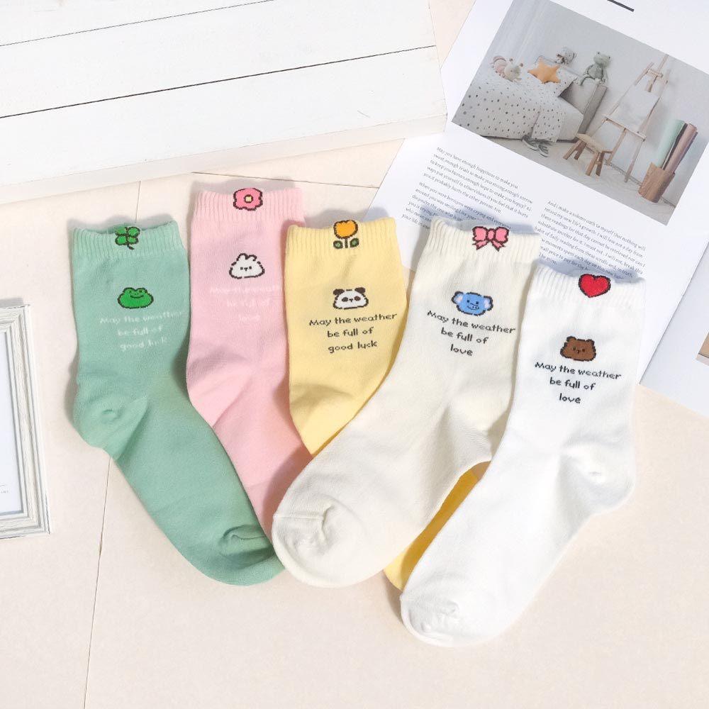 AHUA 阿華有事嗎 立體耳朵動物英文語錄中筒襪 K2311 正韓襪子 百搭純棉襪 韓妞必備 少女襪-細節圖6